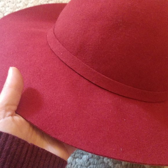 👒 Red Wide Brim Floppy Felt Sunday Sun Hat Summer - Picture 8 of 8